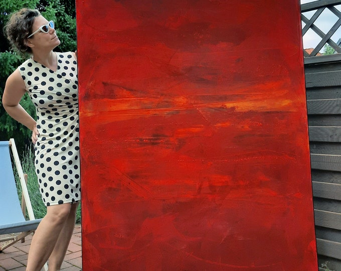 Large, red paintings - Dawn - commissioned abstract painting