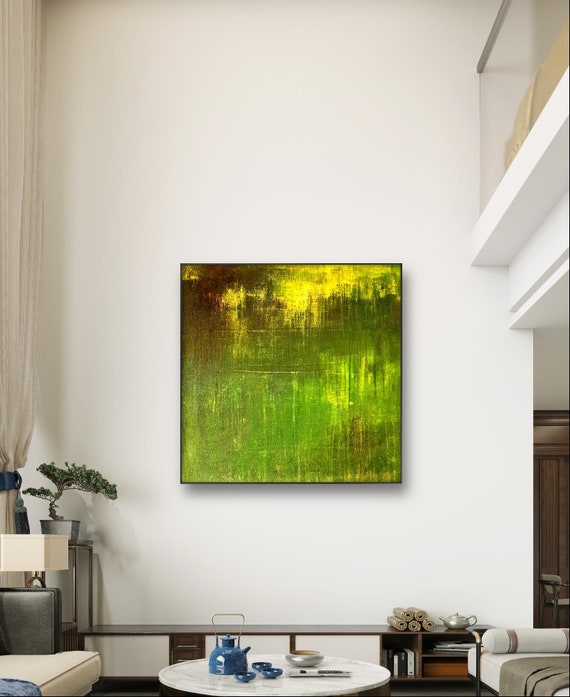 Individual commission painting: Large, simple painting in calming green - Commissioned abstract painting