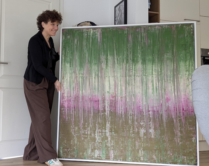 XXL Original Painting 150x150 - "Forest Bathing" - Abstract Unique Piece - Monumental Wall Art - Multi-layered Mixed Media Hand-painted