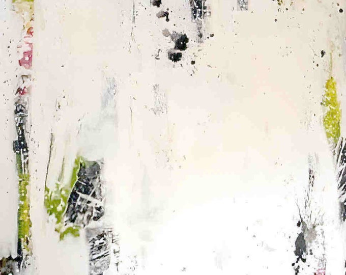 Powerful and earthy: A large-format palette knife painting in green, white and black - commissioned abstract painting