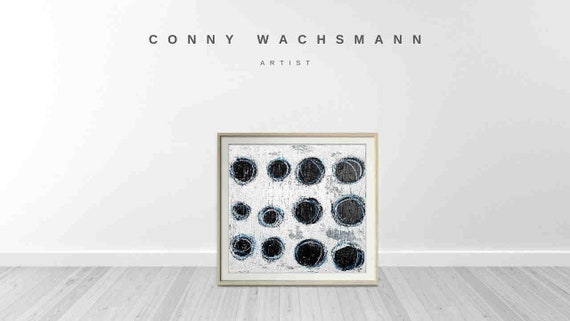 Black and white wooden bodies 1 of 6 - Commissioned abstract painting