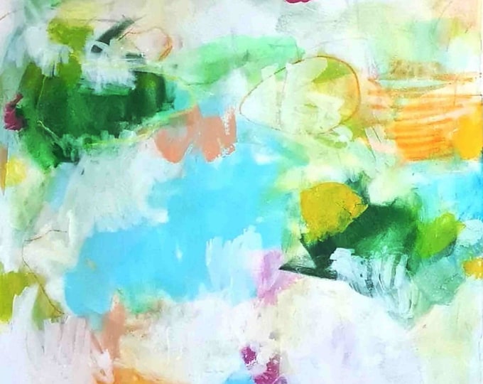 A unique piece in pastel: An abstract commissioned painting in fresh colors - commissioned abstract painting