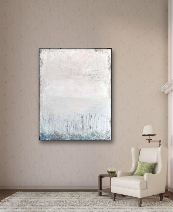 Commissioned painting in delicate white and blue - Individual artwork - Commissioned abstract painting