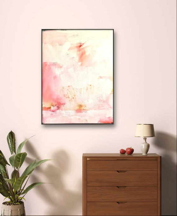 Individual artwork - Soft pink and white picture on order - Commissioned abstract painting