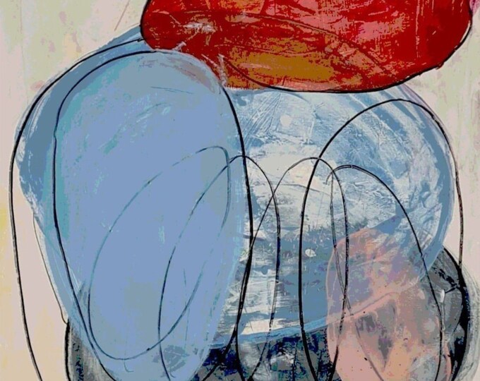 Abstract blue painting commissioned for minimalist living - abstract commissioned painting