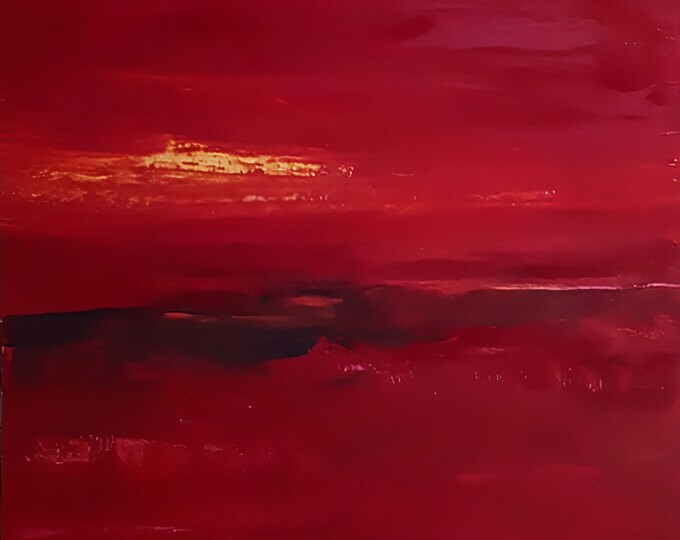 Large red paintings - Shortly before morning: Commissioned painting in impasto technique - Commissioned abstract painting