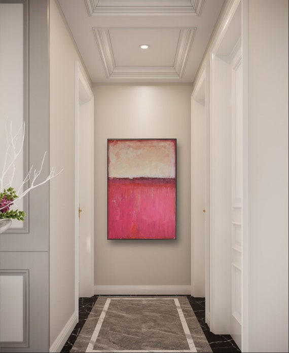 Red large artwork for the staircase - The Way to You - Commissioned abstract painting