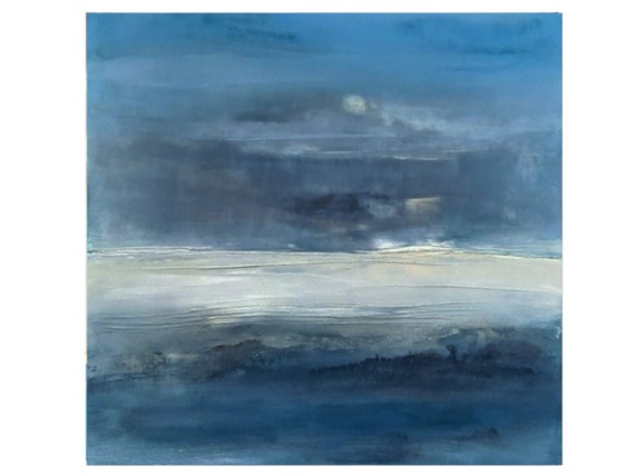 Blue picture paint landscape / 150 x 100 cm