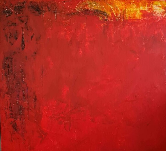 Pictures in red orange - Autumn sun - 120 x 120 cm - Commissioned abstract painting
