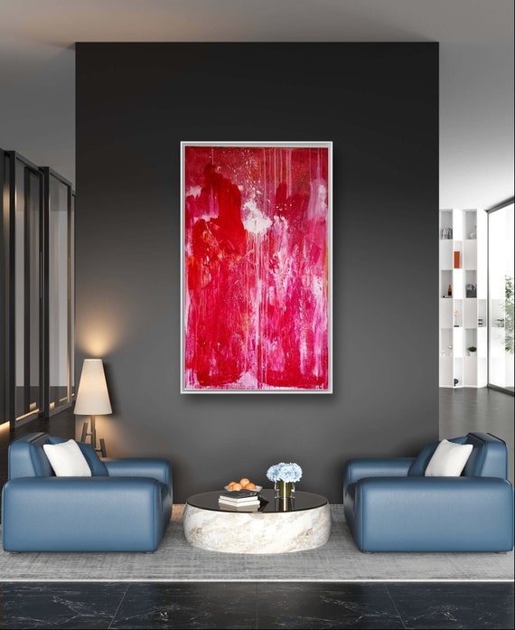 Red artwork for staircase - Theme: Ideas round - Commissioned painting abstract