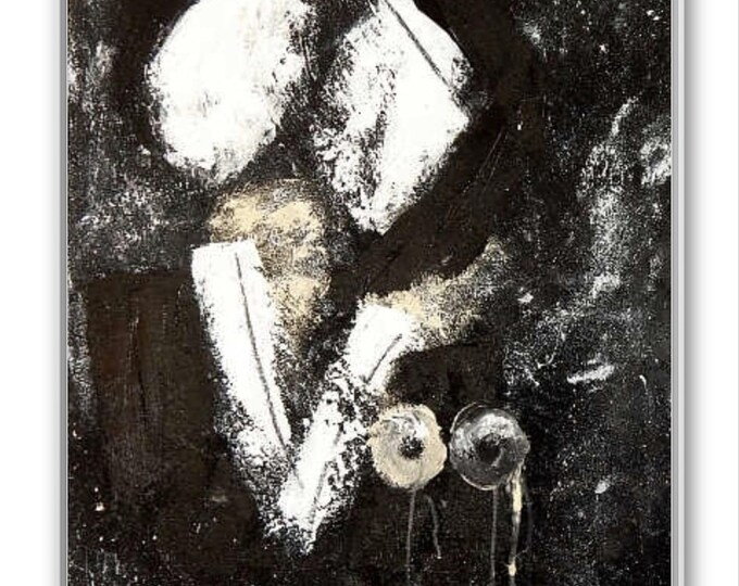 Black and white homage: artwork reflects the depth of human relationships - commissioned abstract painting