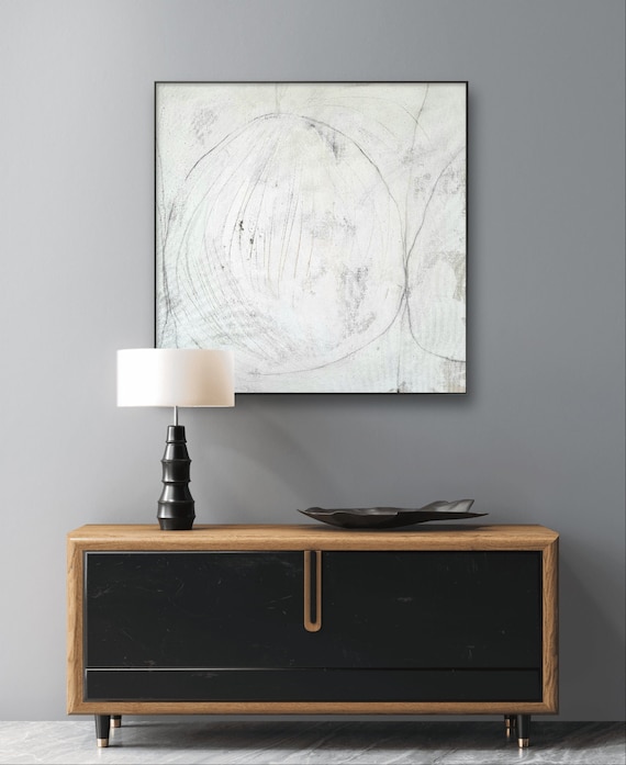 White painting Let there be light II - A refreshing work of art in a smaller format - Commissioned abstract painting