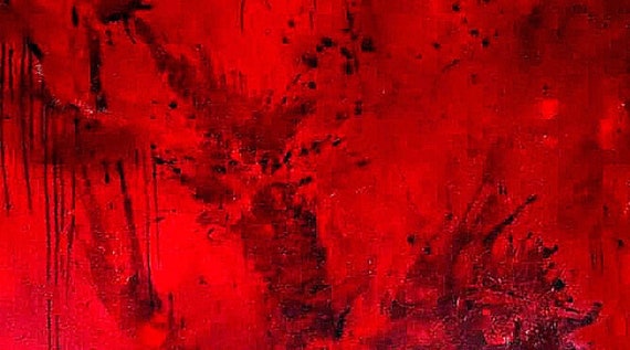 Pictures in red - Butterfly - 120 x 120 cm - Commissioned abstract painting