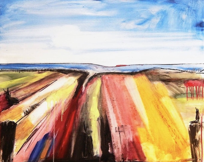 Abstract commissioned art: A unique piece inspired by a favorite spot on the beach - commissioned abstract painting