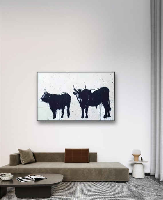 Individual bull paintings, water buffalo paintings: Artworks as commissioned paintings - Commissioned paintings abstract