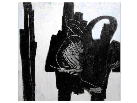 black and white paintings / roundtable / 70 x 70 cm