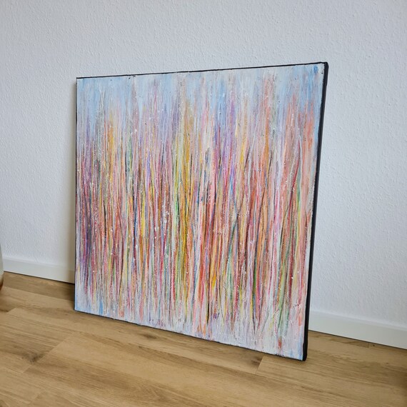 Pictures scratch technique with gold - rainbow colors - commissioned painting abstract