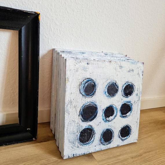 Black and white wooden bodies 6 of 6 - Commissioned work - Commissioned painting abstract