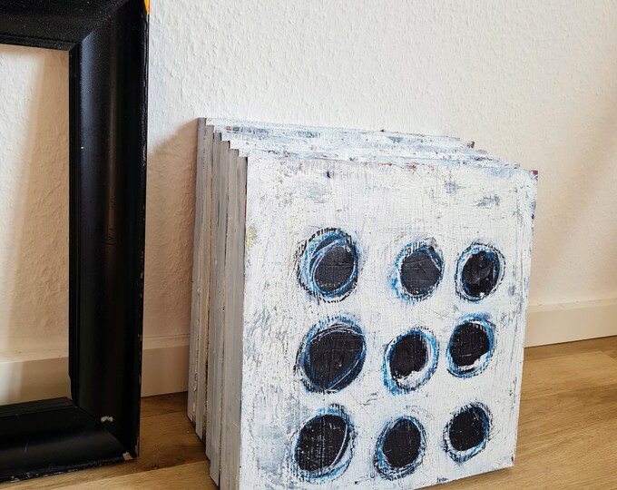 Black and white wooden sculptures 6 of 6 - Commissioned work - Abstract commissioned painting