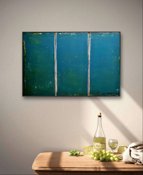 blue-green picture - categorizing thoughts as a commission - expandable - commissioned painting abstract