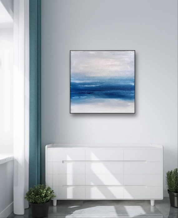 blue picture as commission - Old sandcastles - commissioned painting abstract