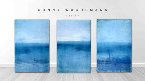 Pictures in blue - Set maritime landscape - Commissioned painting abstract