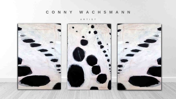 Pictures in black and white - Set of bedtime rituals - commissioned painting abstract