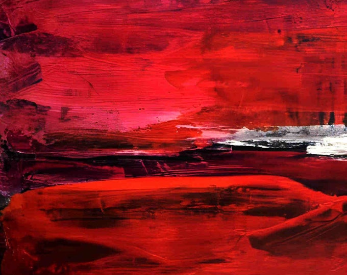 Love in Color - A powerful and dynamic painting in intense shades of red - Commissioned abstract painting