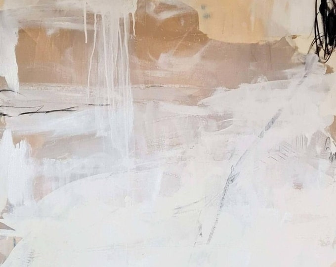 Abstract commissioned painting, landscape depiction in shades of brown, beige and white - abstract commissioned painting