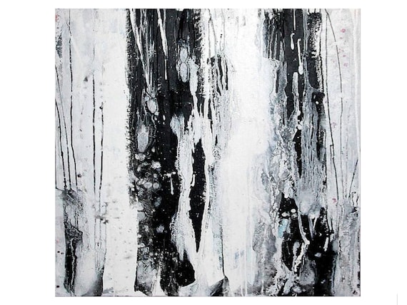 black and white paintings / raindrops / 100 x 80 cm
