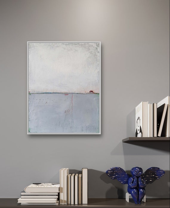 grey commissioned painting - landscape with shepherd - commissioned painting abstract