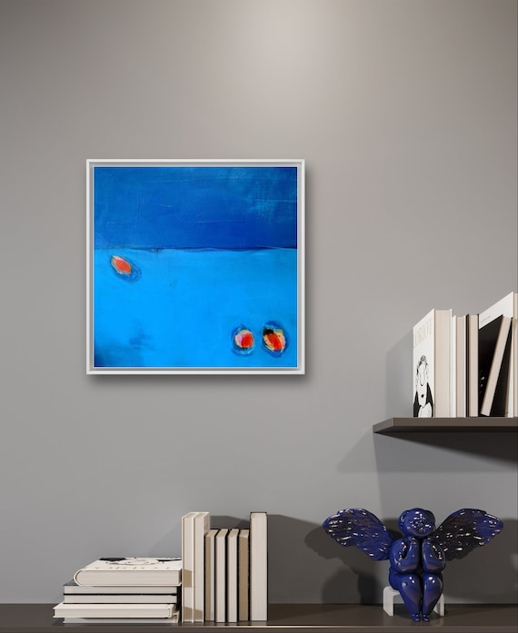 Simplicity in beauty: A unique piece in calm blue color - Commissioned abstract painting
