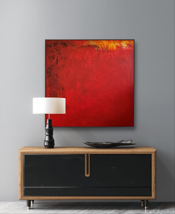 Warm autumn sun - Abstract painting in square format - Commissioned abstract painting