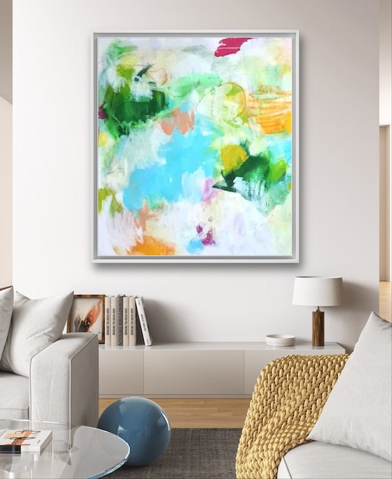 A unique piece in pastel: An abstract commissioned painting in fresh colors - Commissioned abstract painting