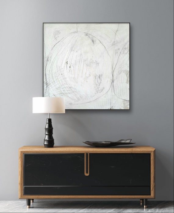 White painting Let there be light II - A refreshing work of art in a smaller format - Commissioned abstract painting