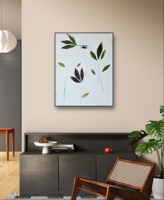 white picture - flower subscription - a refreshing painting for every wall - commissioned painting abstract