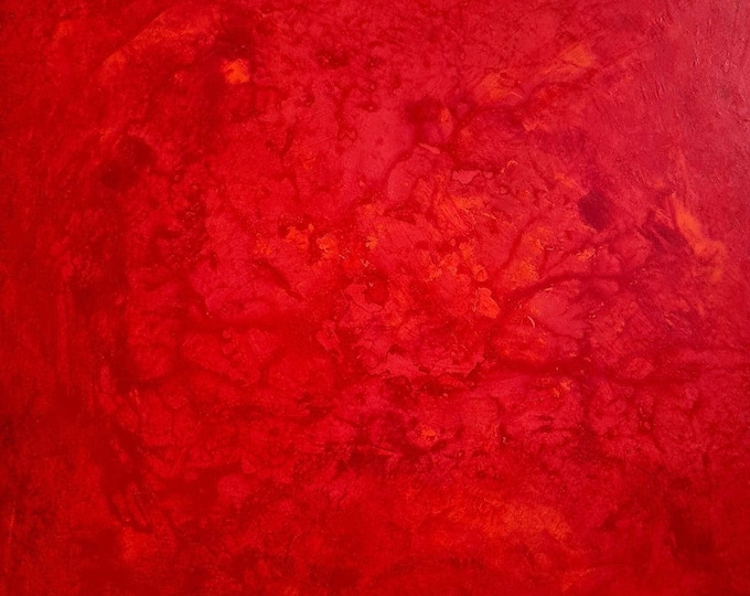 An abstract painting in intense red - passion and emotion - commissioned abstract painting