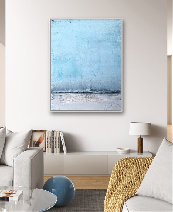 Abstract blue painting commissioned in different shades of blue - commissioned painting abstract