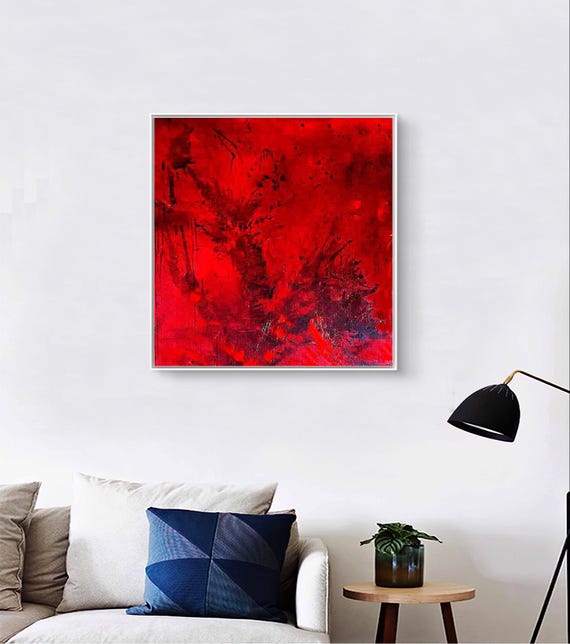 Pictures in red and black - Butterfly - commissioned painting abstract