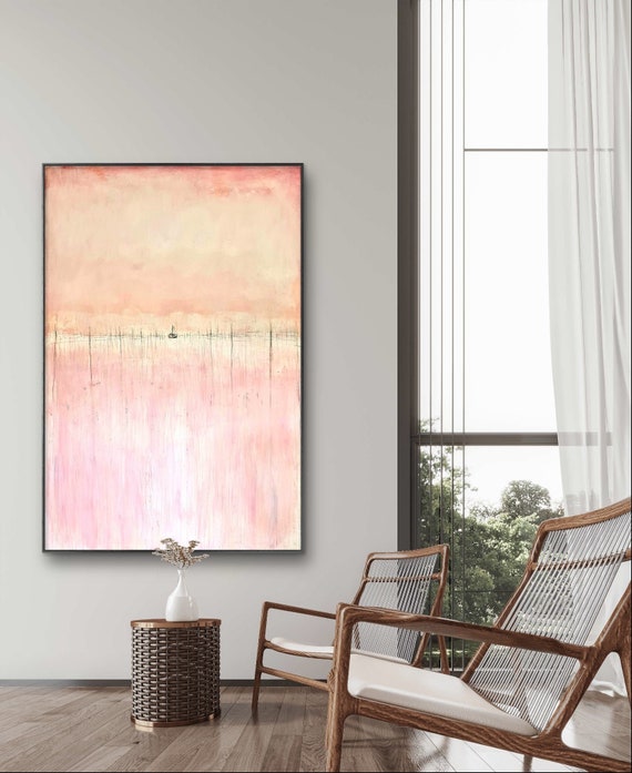 Abstract artwork in pink, 120 x 180 cm - Only one available! - Commissioned abstract painting