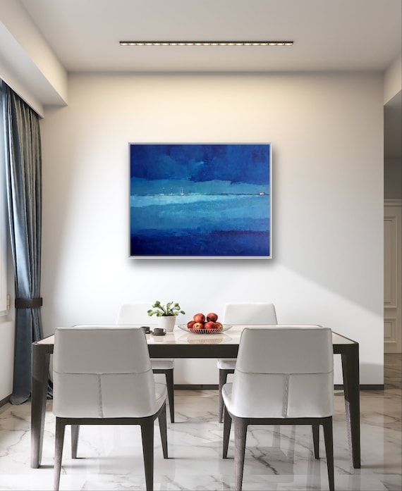 Holiday in Blue: An abstract maritime landscape composition - Commissioned abstract painting