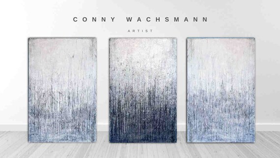Pictures in grey and white - Set Morning Dew - Commissioned abstract painting