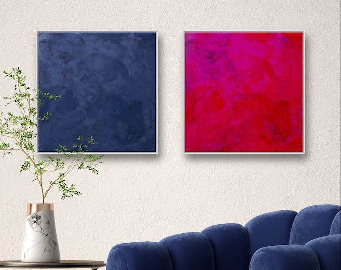 Commissioned painting - Calming blue tones in a fascinating surface design - Abstract commissioned painting