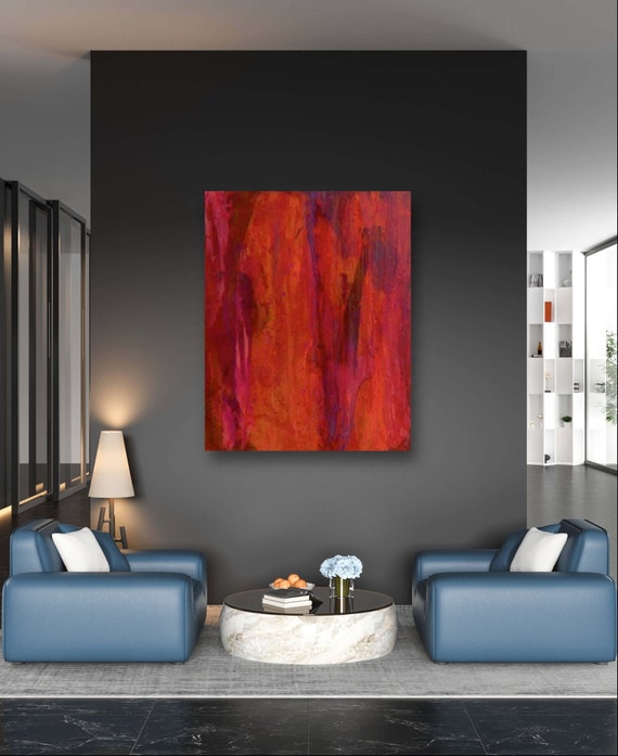 Abstract red painting in red: Bundled energy as a powerful work of art - Commissioned abstract painting