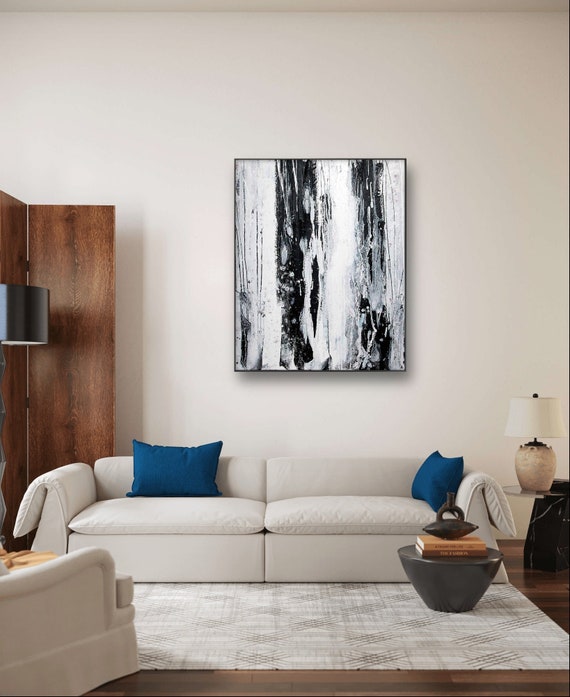 Black and white picture - The beauty and magic of rain on abstract painting - Commissioned abstract painting