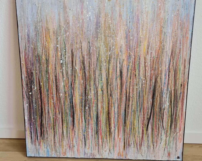 White paintings - Custom art - Vibrant rainbow colors and gold effect - Commissioned abstract paintings