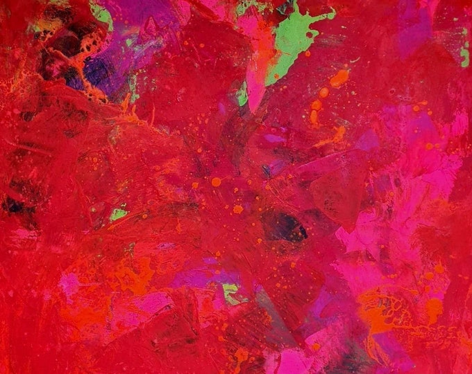 A vibrant red painting commissioned from us - passion and energy - abstract commissioned painting