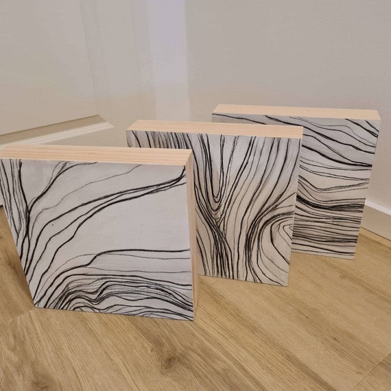 Natural lines - Abstract white paintings on wooden bodies - Commissioned abstract painting