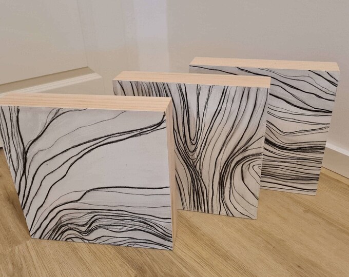 Natural lines - Abstract white paintings on wooden panels - Commissioned abstract paintings