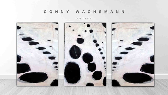 Picture set black and white modern - commissioned painting abstract